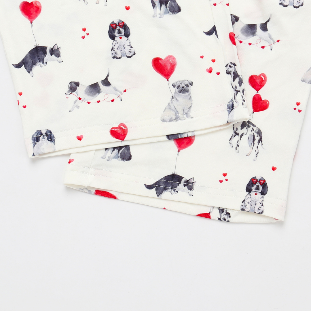 Men's Adult Bamboo Two-Piece Pajama Puppy Valentine