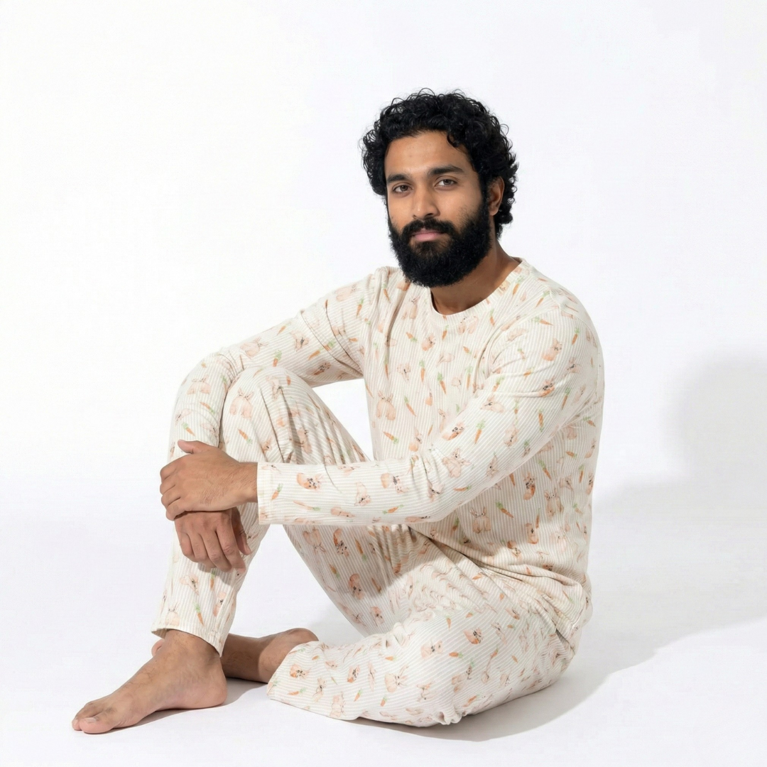 Men's Adult Bamboo Two-Piece Pajama Bunny Trail