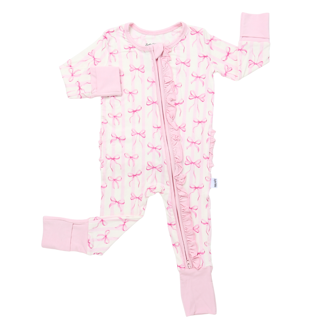 Bamboo Ruffle Zippy Pajama Rosy Ribbon