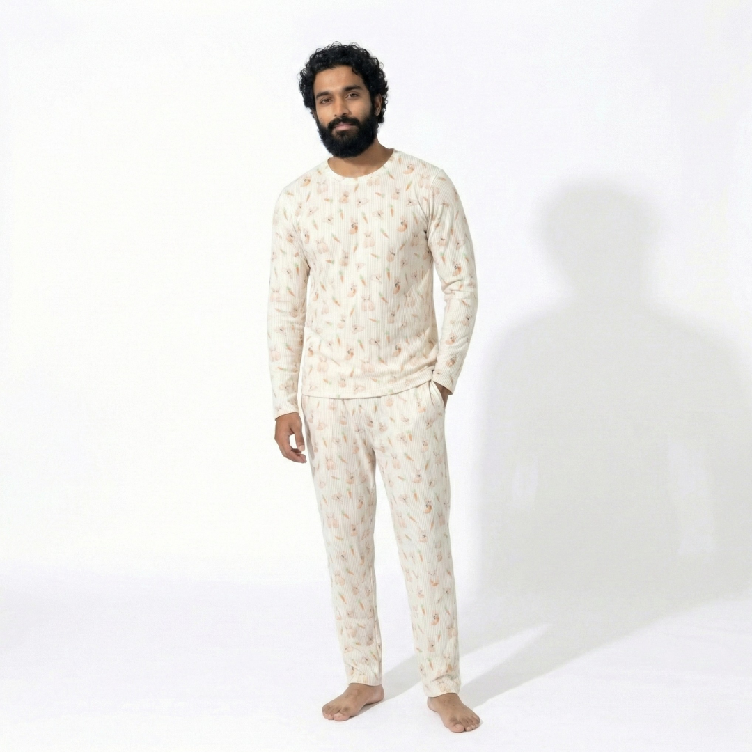 Men's Adult Bamboo Two-Piece Pajama Bunny Trail