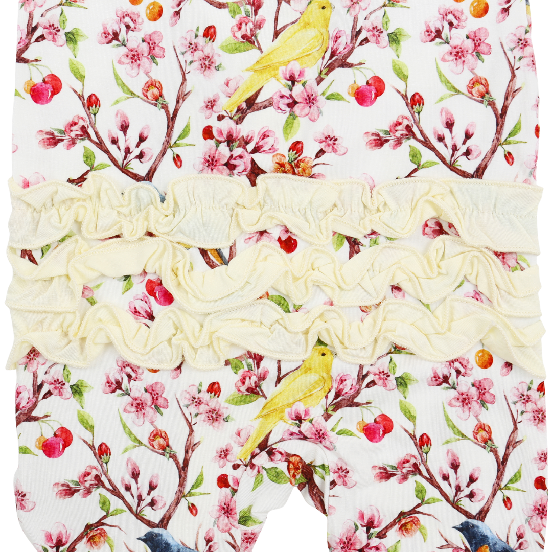 Bamboo Ruffle Zippy Pajama Cherry Blossom