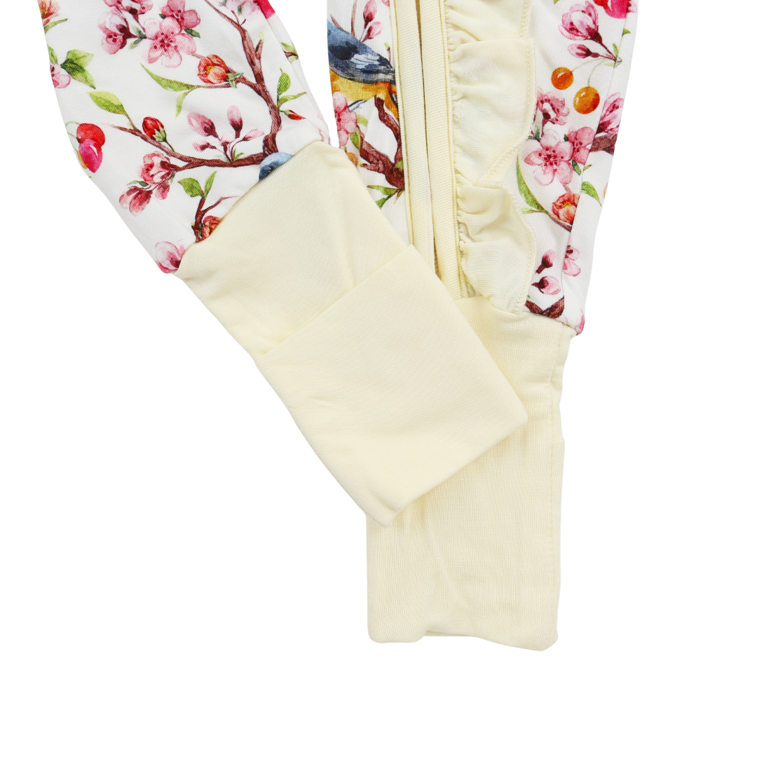 Bamboo Ruffle Zippy Pajama Cherry Blossom