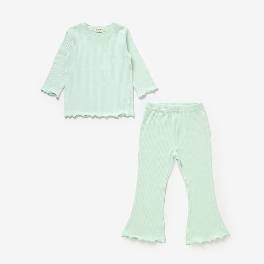 Organic Ribbed Cotton Long Sleeve Lounge Set