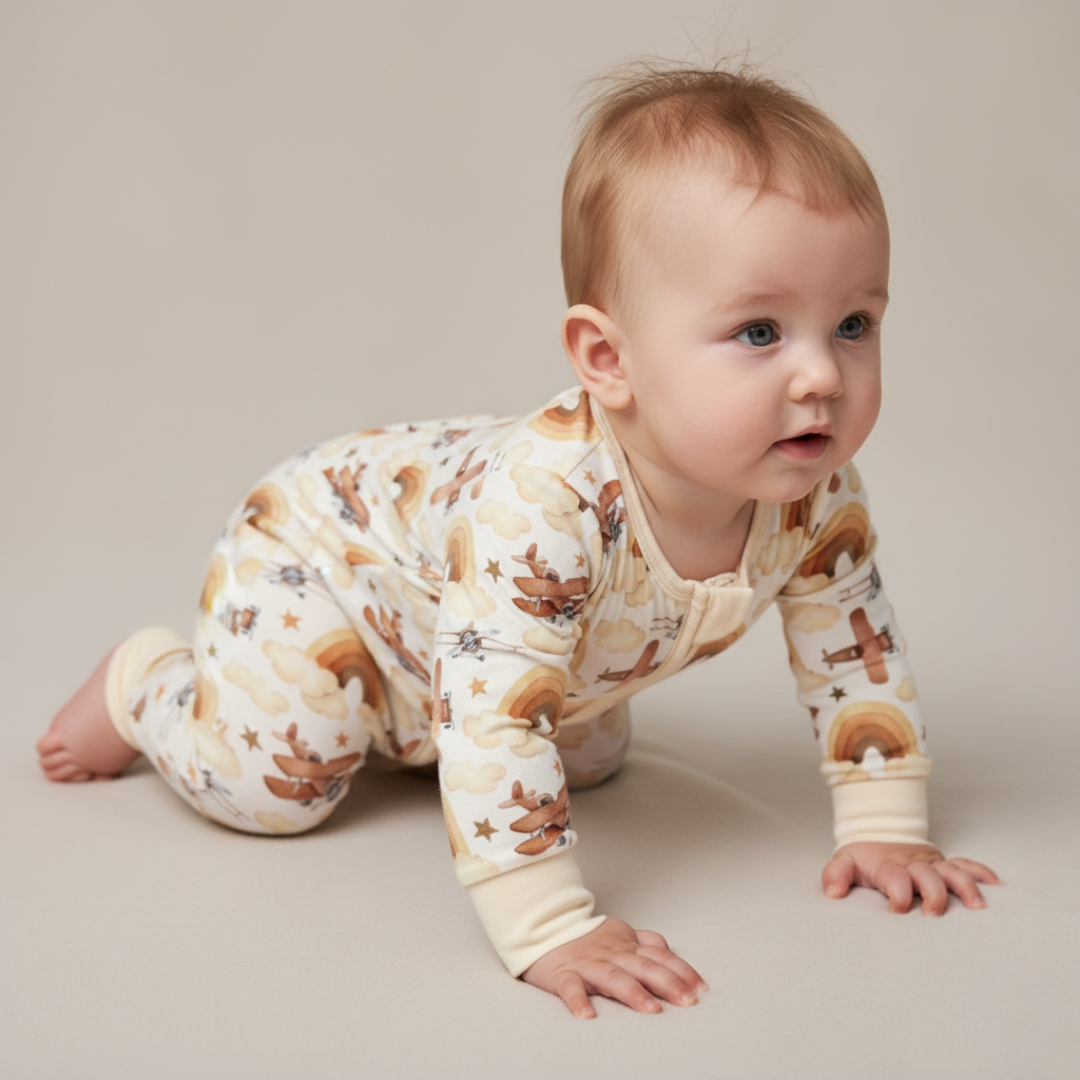 Bamboo Zippy Pajama Neutral Skies