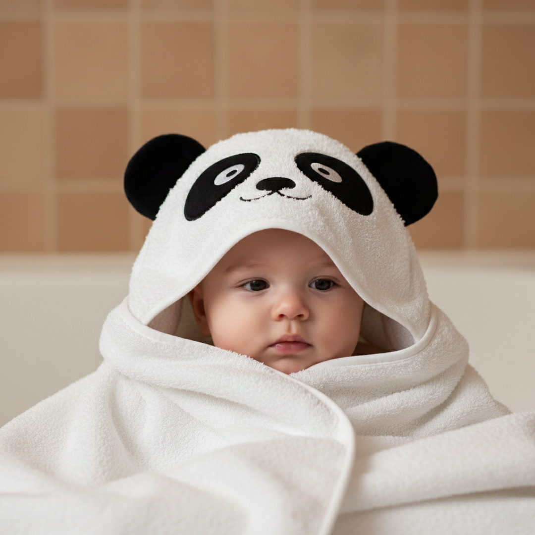 Bamboo Hooded Towel with Animal Designs for Babies and Kids