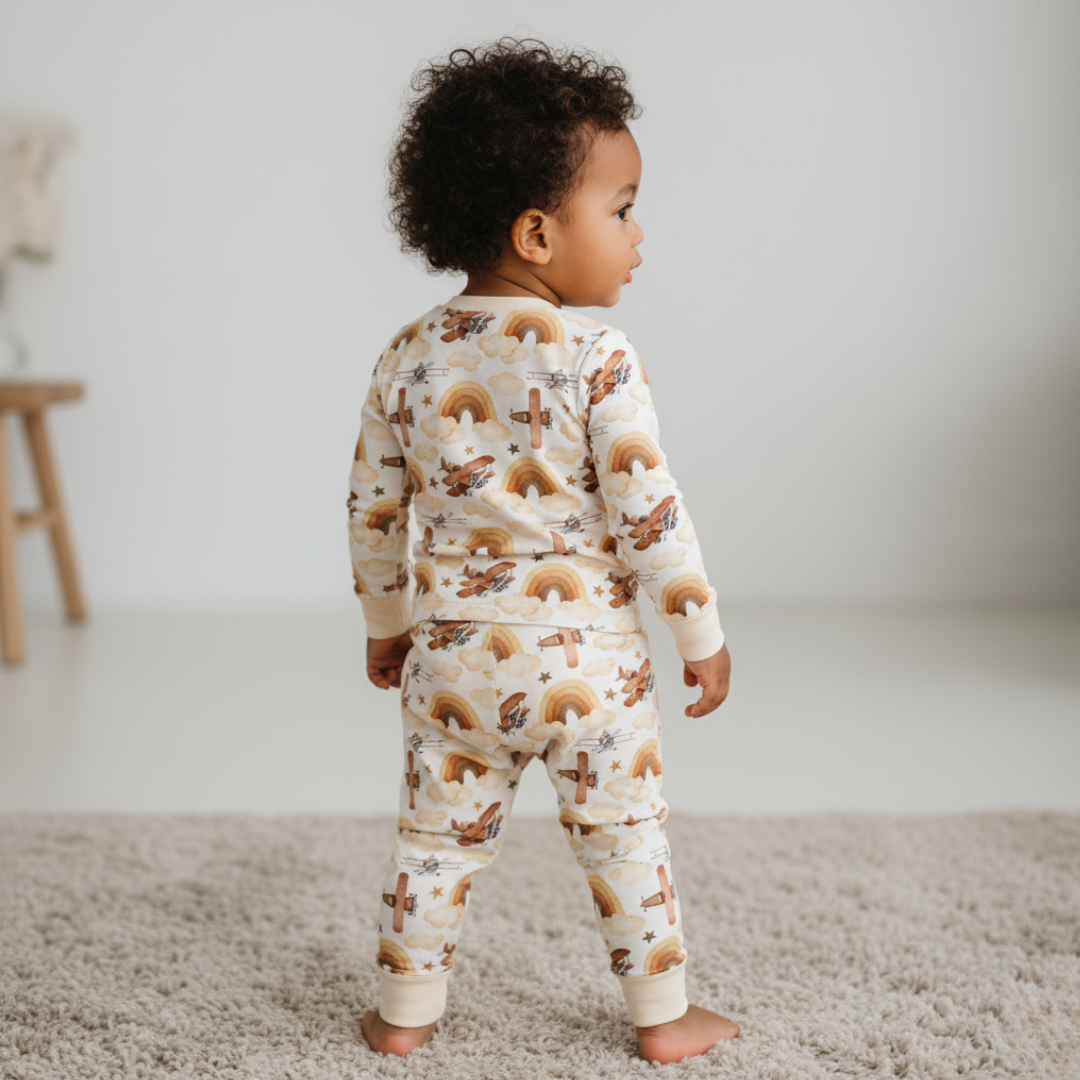 Bamboo Two Piece Pajama Neutral Skies