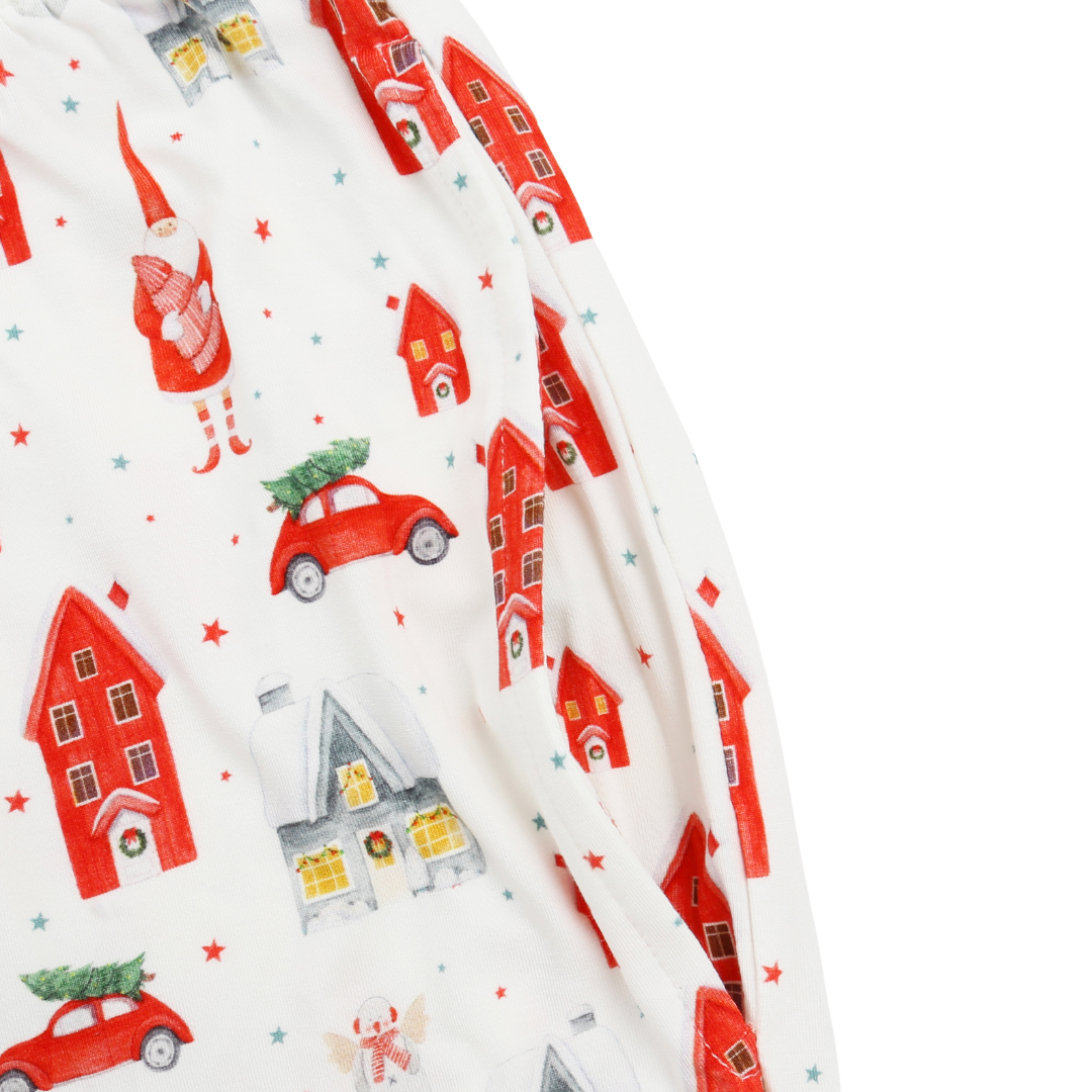 Unisex Adult Bamboo Pajama Set Christmas Village