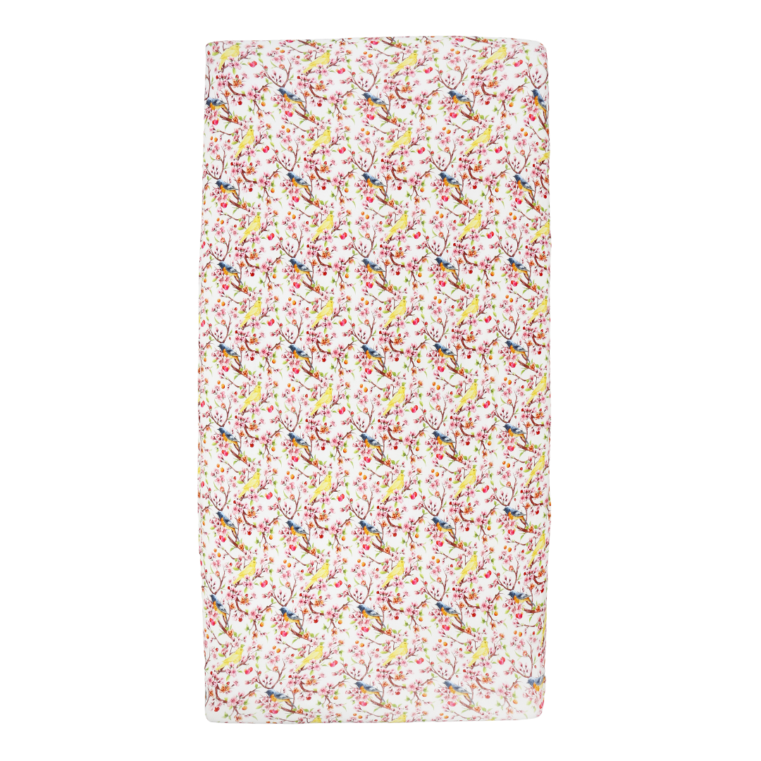 Bamboo Fitted Crib Sheet Cherry Blossom