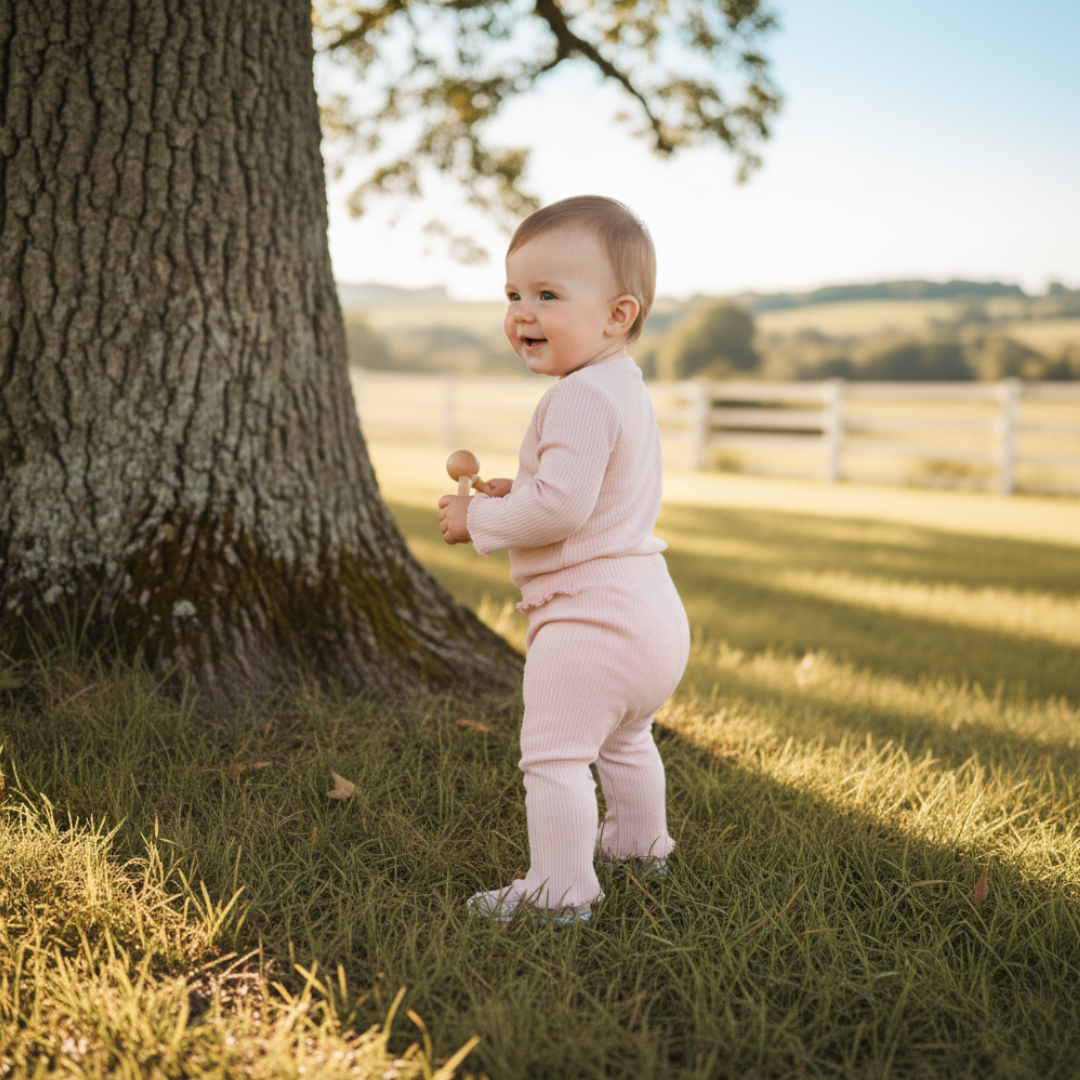 Organic Ribbed Cotton Long Sleeve Lounge Set