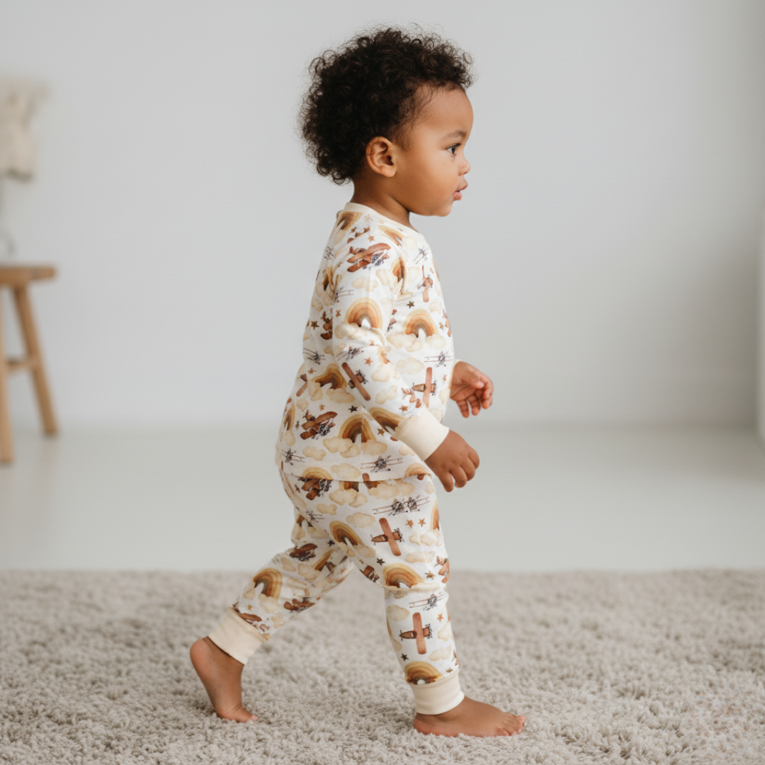 Bamboo Two Piece Pajama Neutral Skies