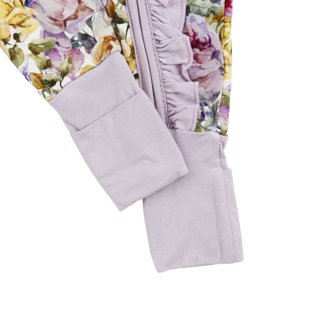 Bamboo Ruffle Zippy Pajama Lavender Rose