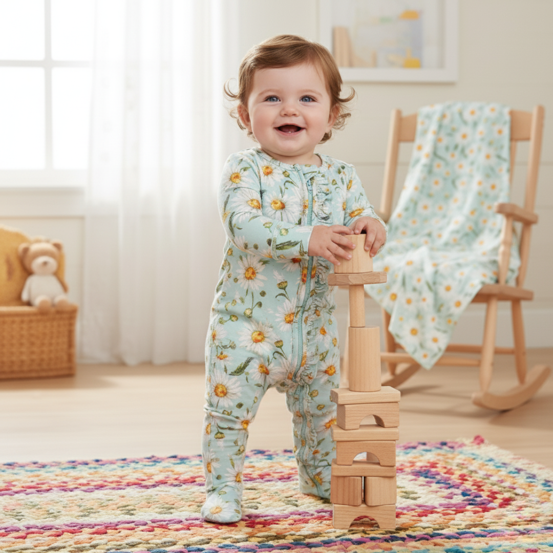 Bamboo Ruffle Zippy Pajama Daisy Dreams