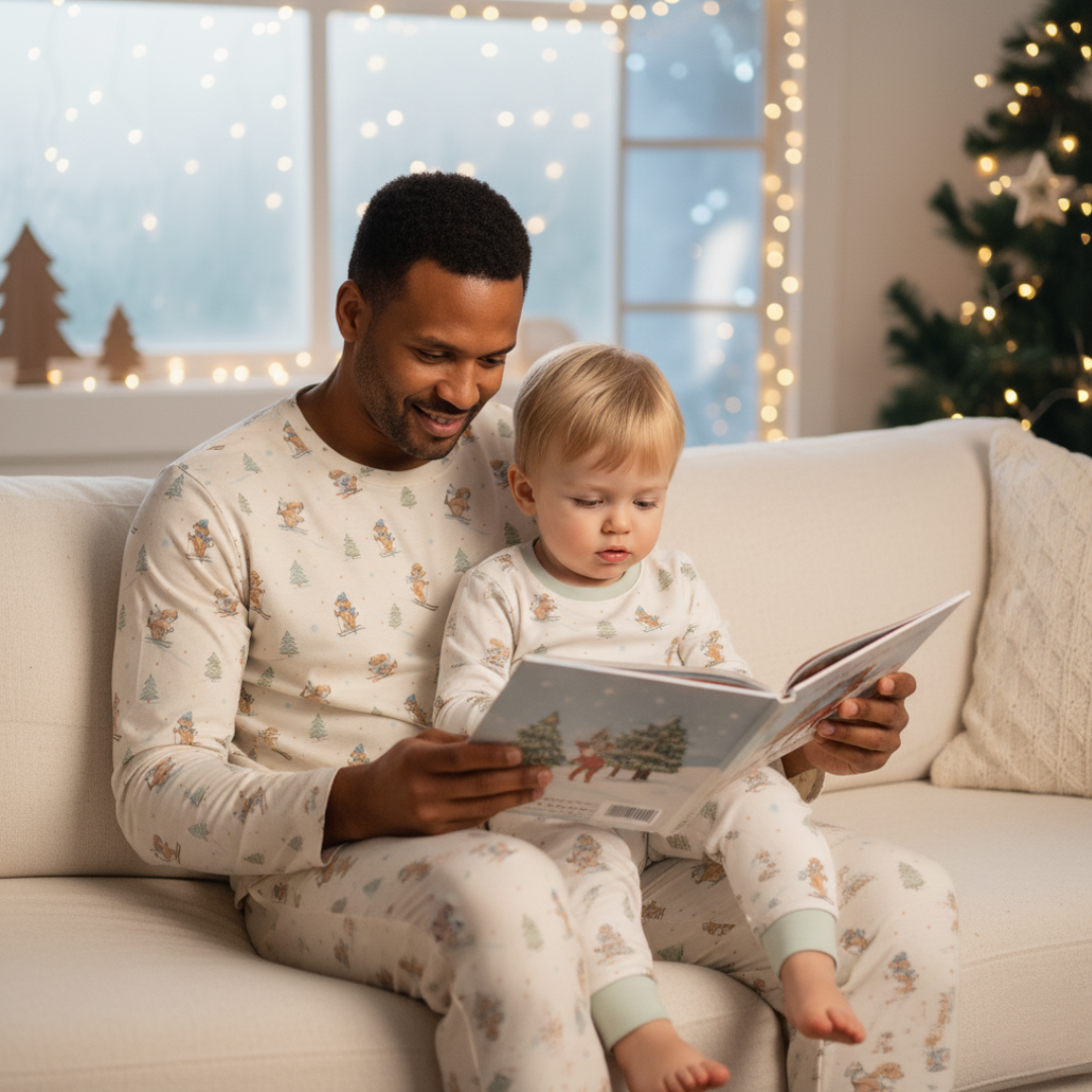 Men's Adult Bamboo Two-Piece Pajama Ski Pups