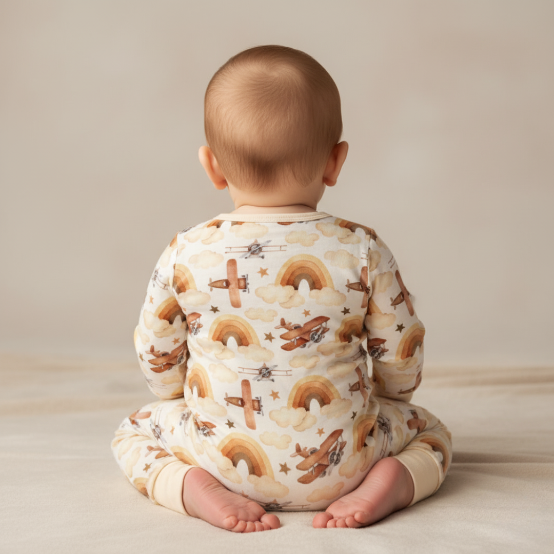 Bamboo Zippy Pajama Neutral Skies