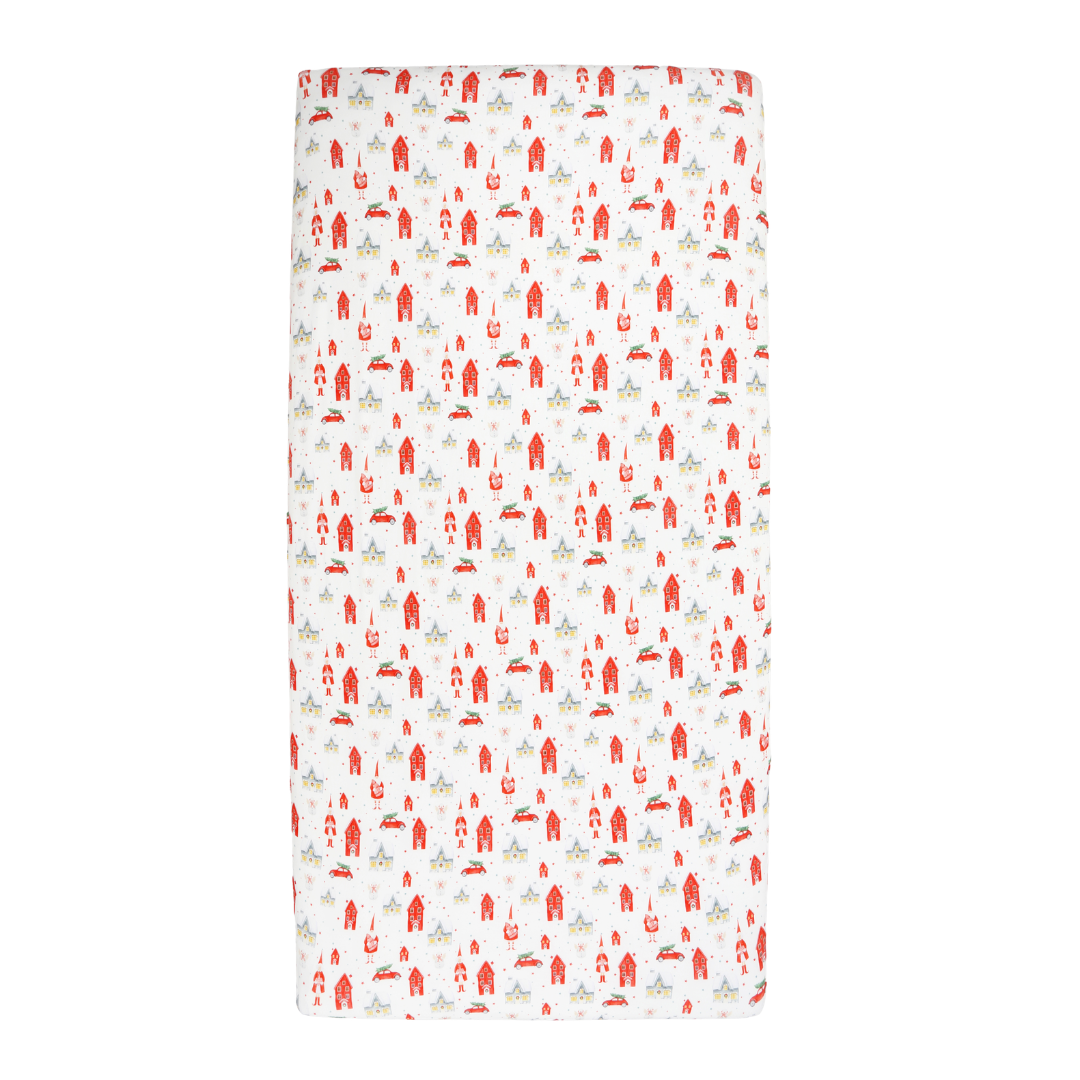 Bamboo Fitted Crib Sheet Christmas Village