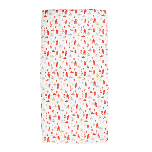 Bamboo Fitted Crib Sheet Christmas Village