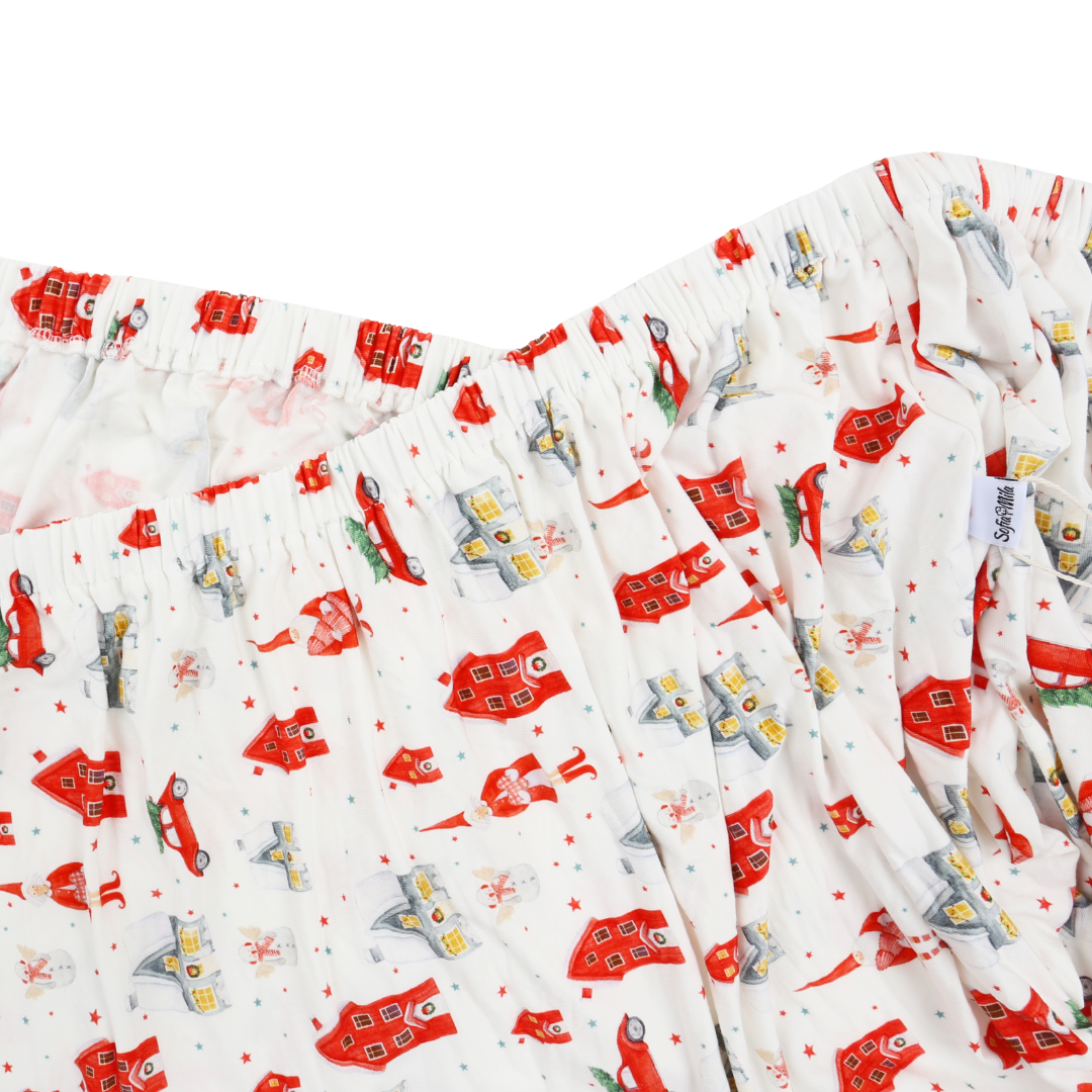 Bamboo Fitted Crib Sheet Christmas Village