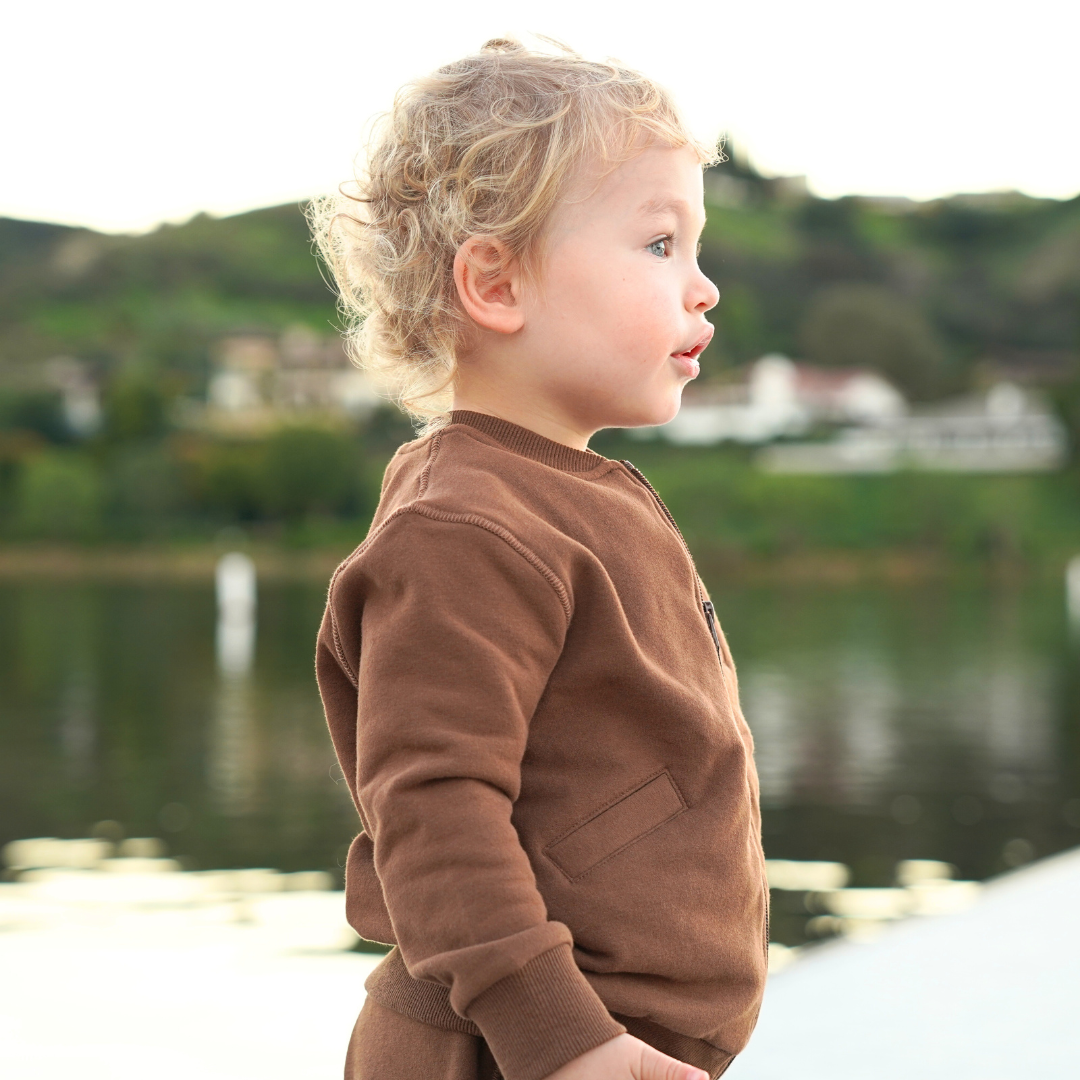 Organic Cotton Full-Zip Cargo Tracksuit – Patch Module (Chocolate Brown)