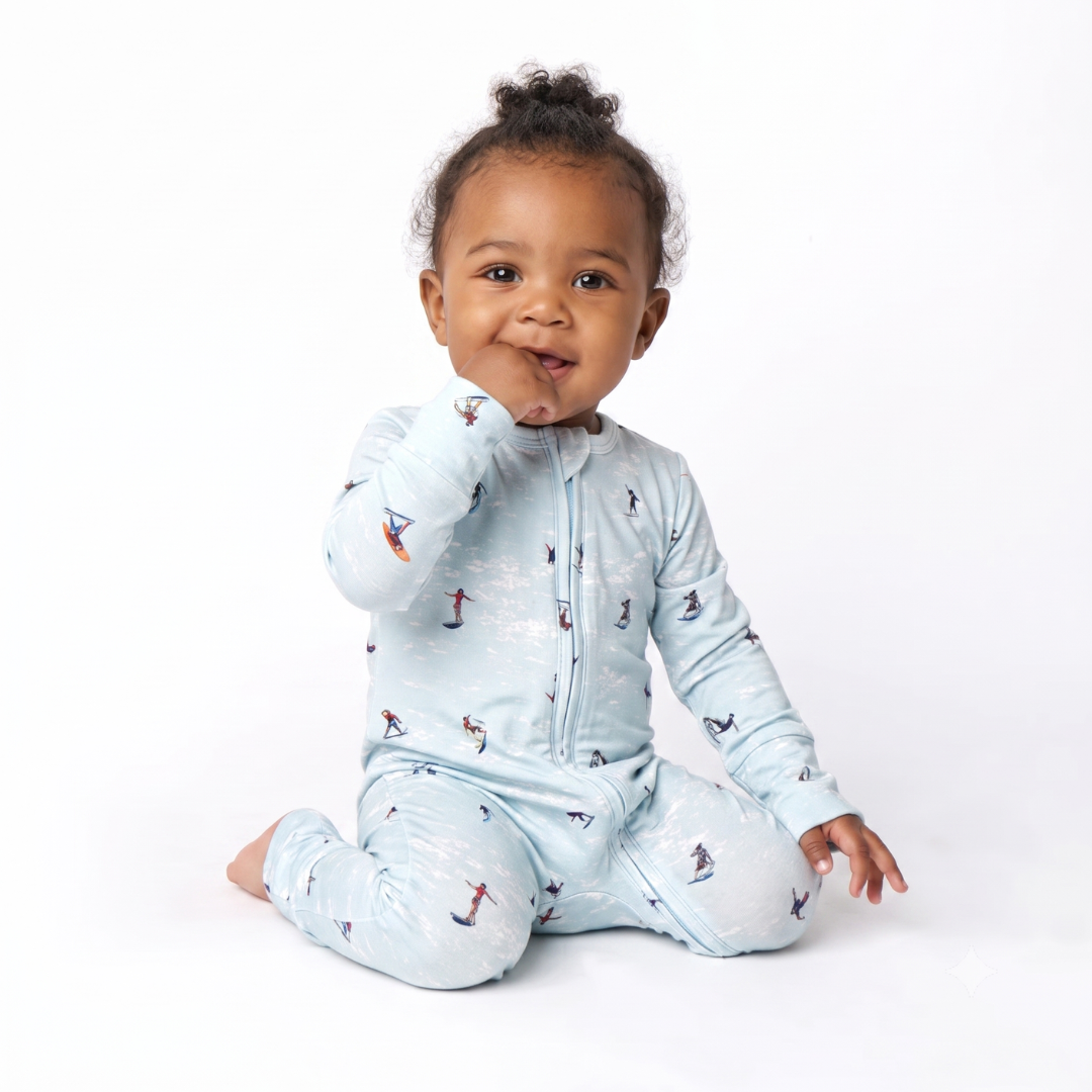 Bamboo Zippy Pajama Wave Riders