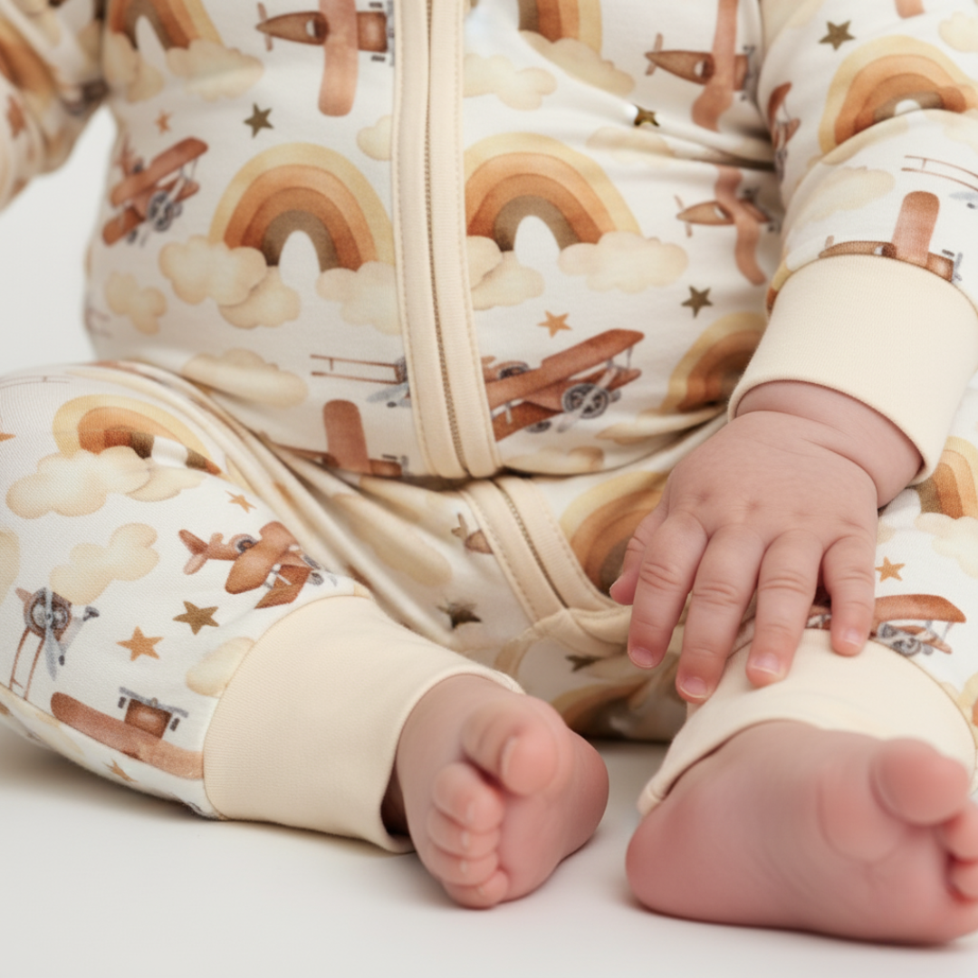 Bamboo Zippy Pajama Neutral Skies