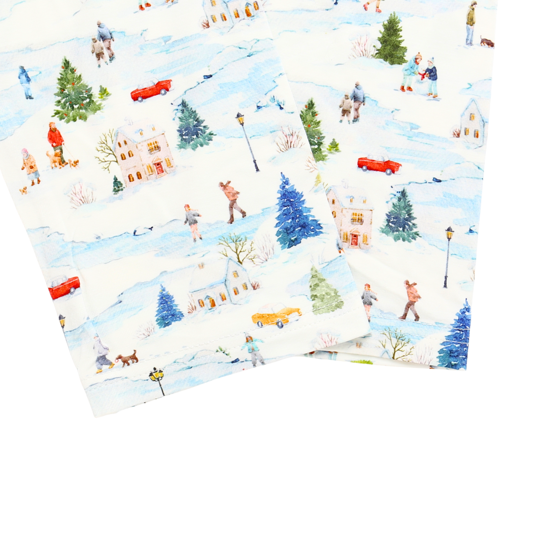 Men's Adult Bamboo Two Piece Pajama Winter Village