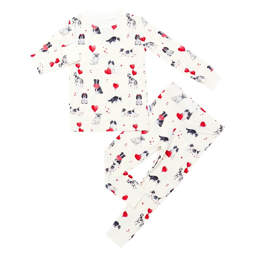 Bamboo Two Piece Pajama Puppy Valentine