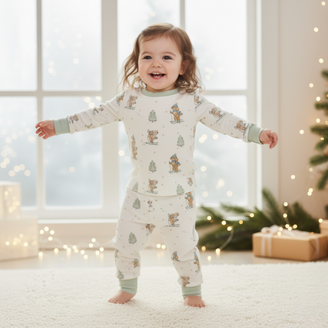 Bamboo Two Piece Pajama Ski Pups