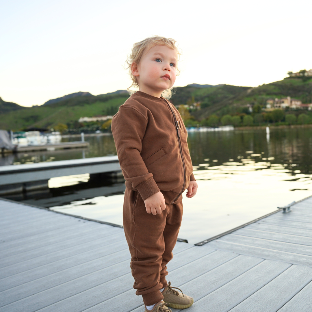 Organic Cotton Full-Zip Cargo Tracksuit – Patch Module (Chocolate Brown)
