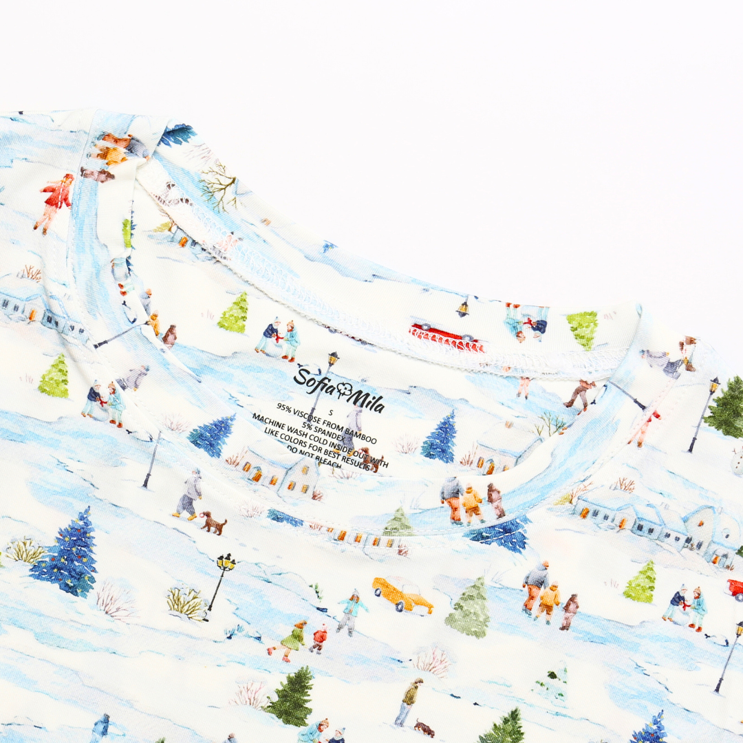 Women's Adult Bamboo Two-Piece Winter Village