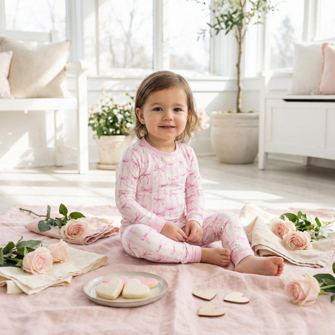 Bamboo Two Piece Pajama Rosy Ribbon