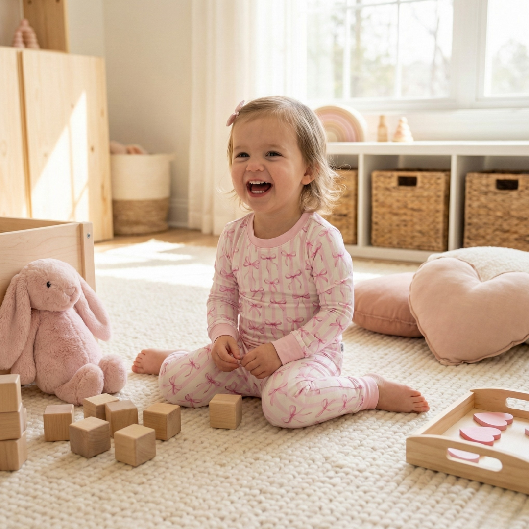 Bamboo Two Piece Pajama Rosy Ribbon