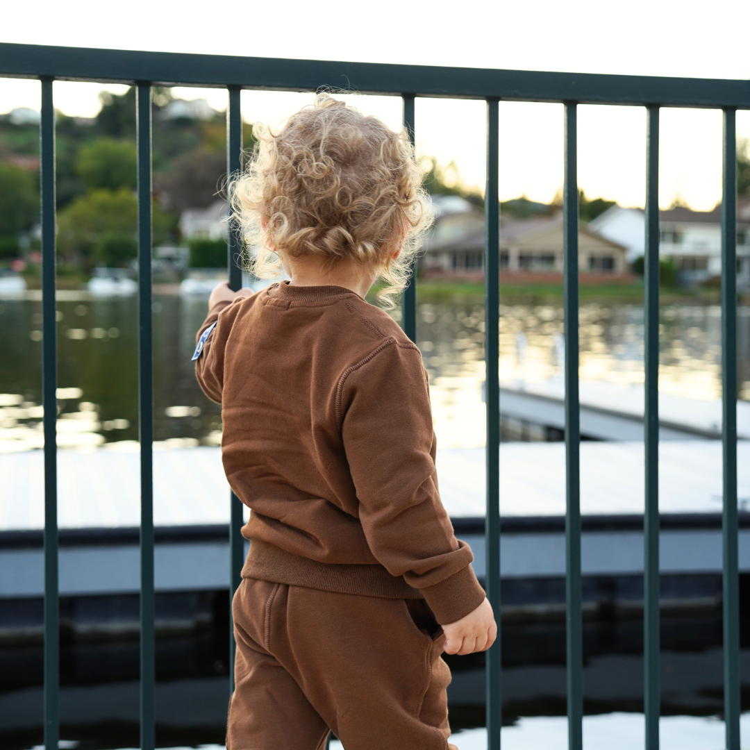 Organic Cotton Full-Zip Cargo Tracksuit – Patch Module (Chocolate Brown)