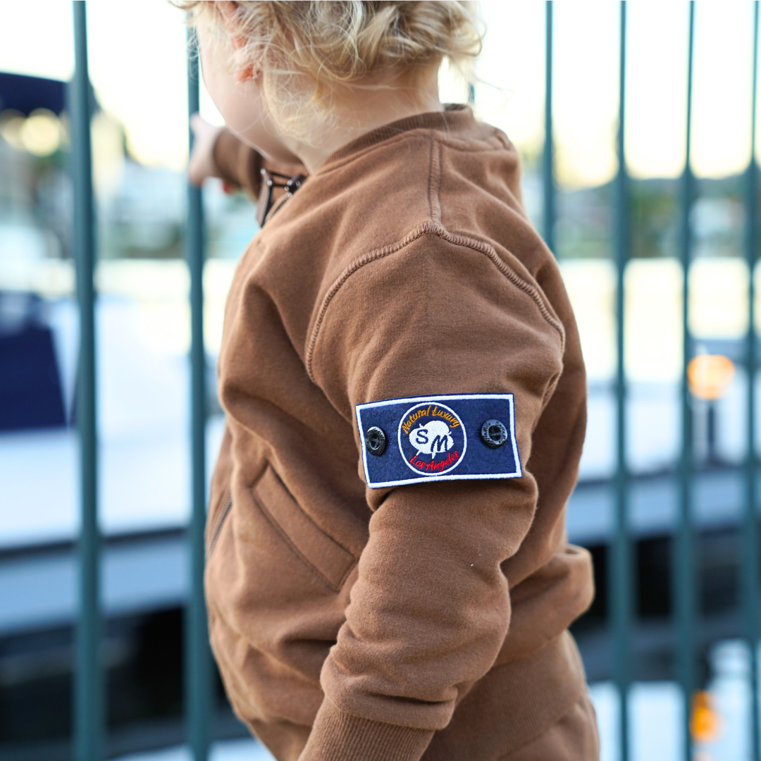 Organic Cotton Full-Zip Cargo Tracksuit – Patch Module (Chocolate Brown)