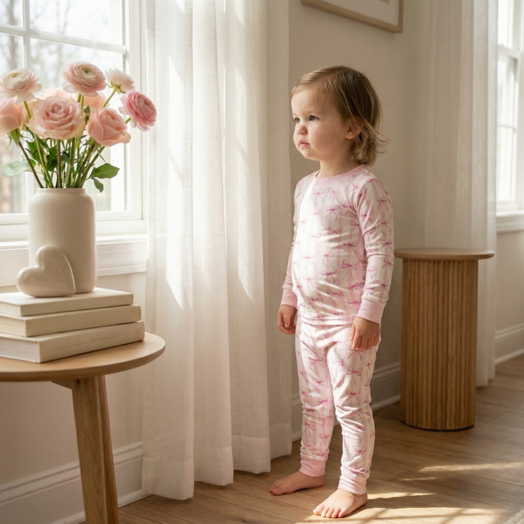 Bamboo Two Piece Pajama Rosy Ribbon