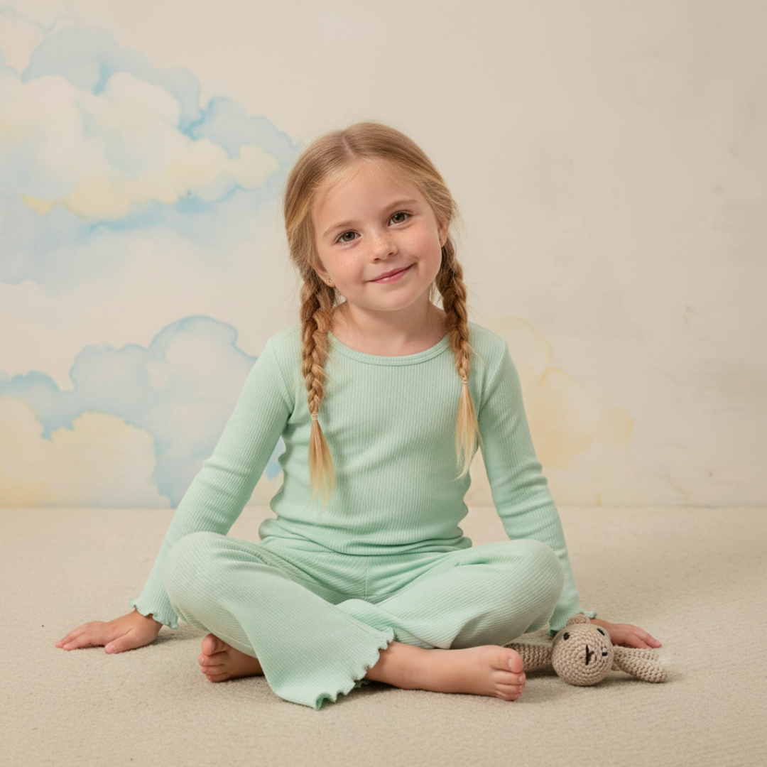 Organic Ribbed Cotton Long Sleeve Lounge Set
