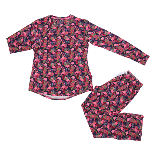 Women's Adult Bamboo Two Piece Pajama Flamingo