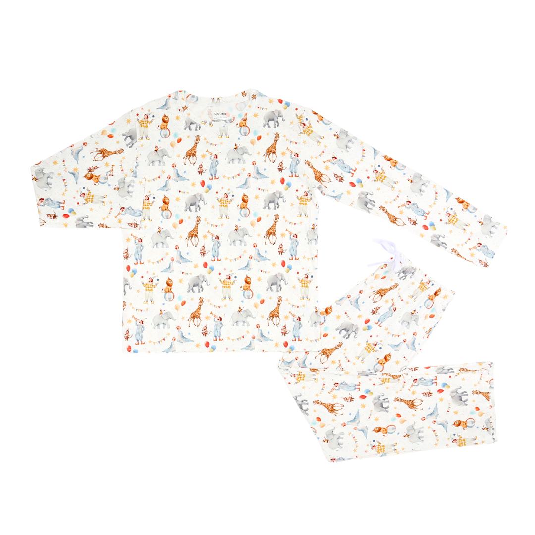 Baby outfit with animal pattern on a white background