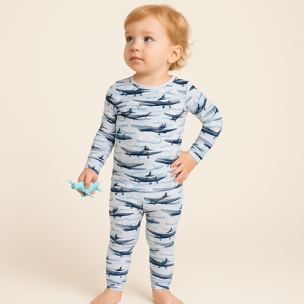 Bamboo Two Piece Pajama Airplane