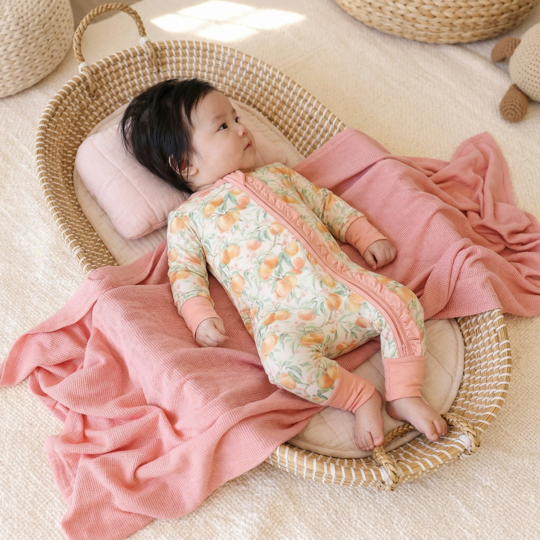 Bamboo Ruffle Zippy Pajama Peach Garden – SofiaMila