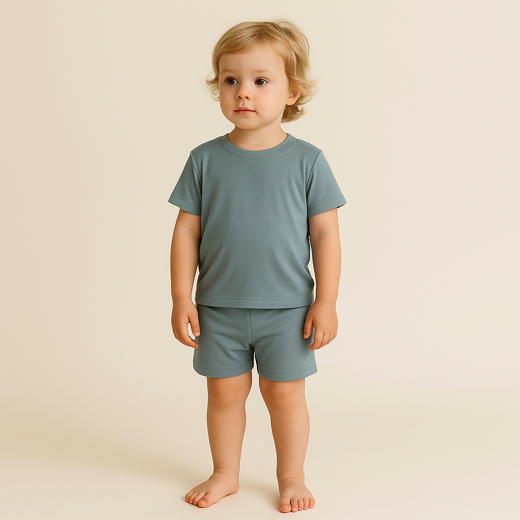 Bamboo Shorts & T-Shirt Set Coastal Mist