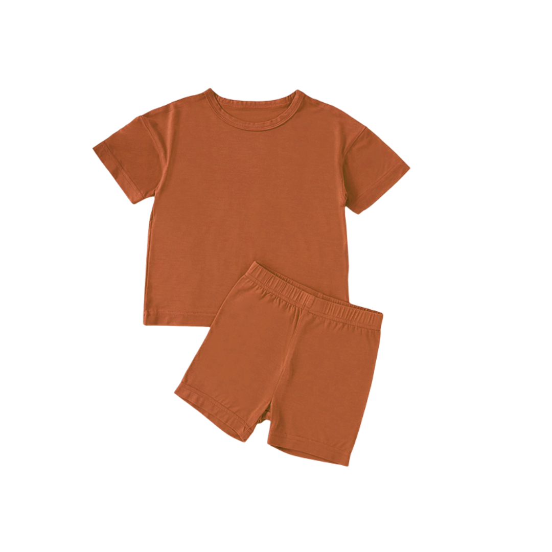 Bamboo Shorts & T-Shirt Set Redwood Clay