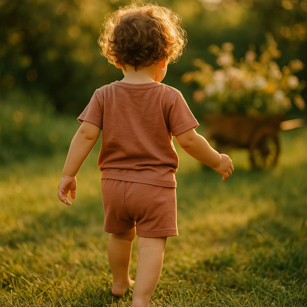 Bamboo Shorts & T-Shirt Set Red Bean Paste