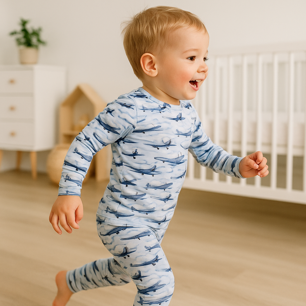 Bamboo Two Piece Pajama Airplane