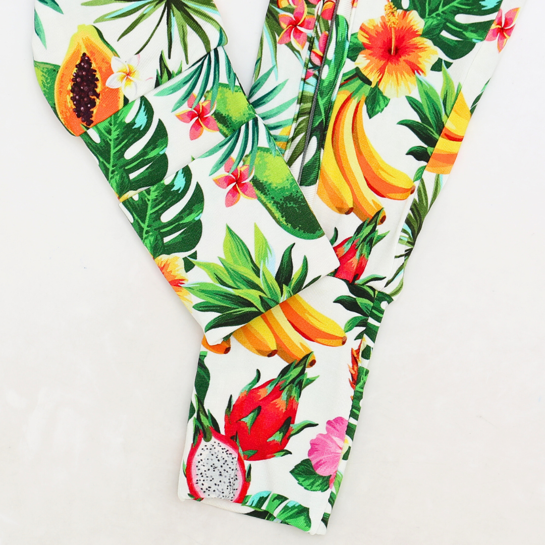 Tropical fruit patterned product on a white background