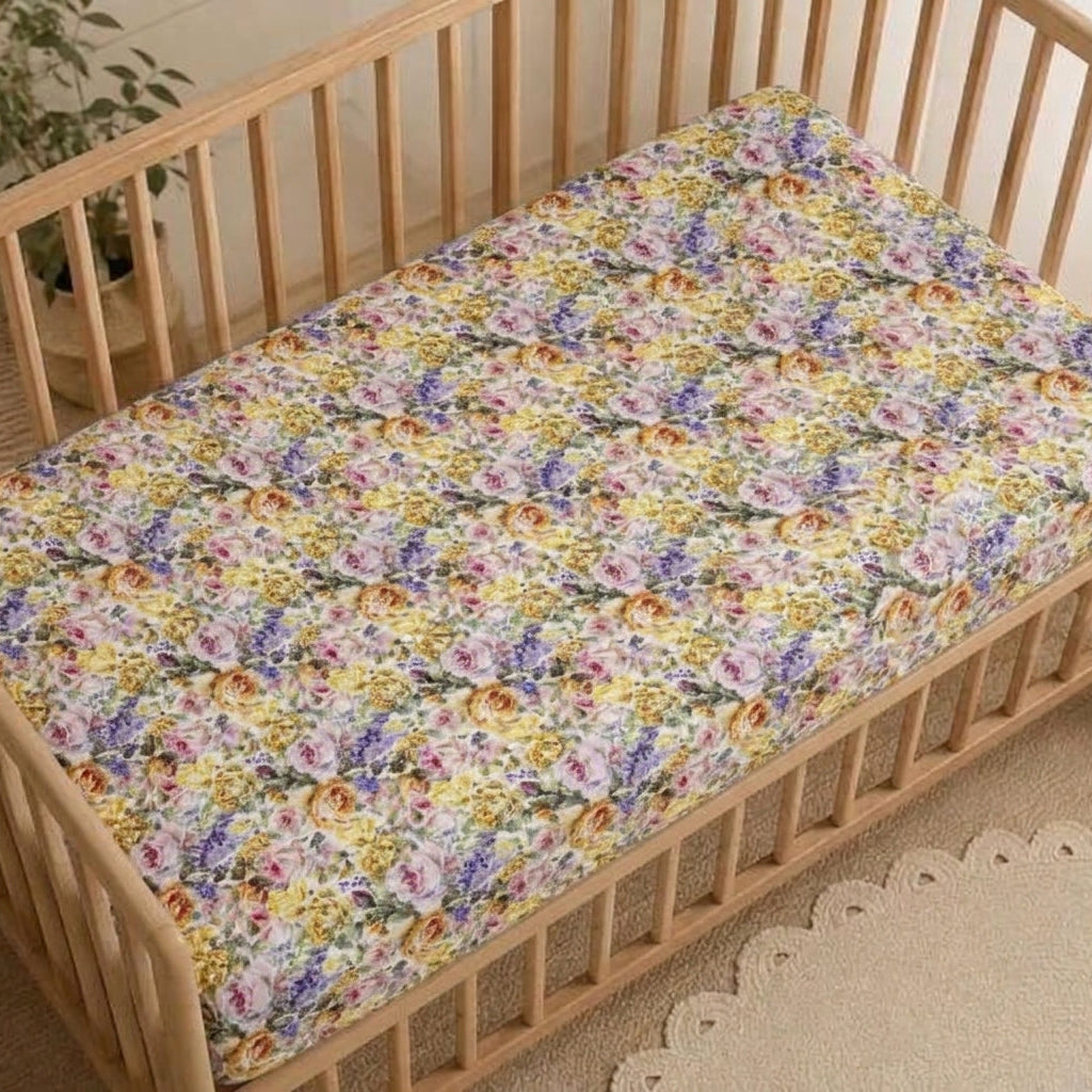 Bamboo Fitted Crib Sheet Lavender Rose