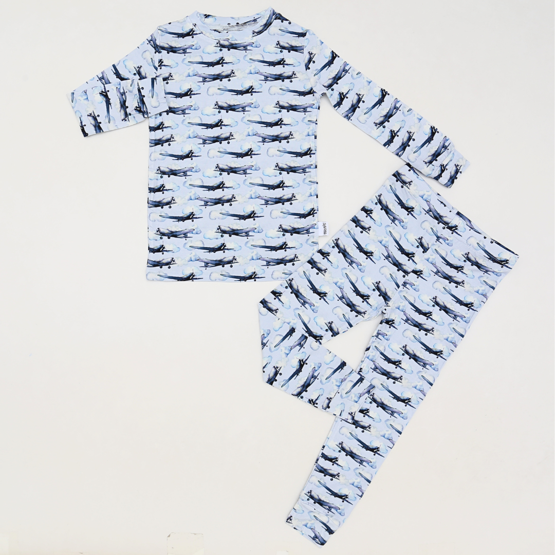Bamboo Two Piece Pajama Airplane