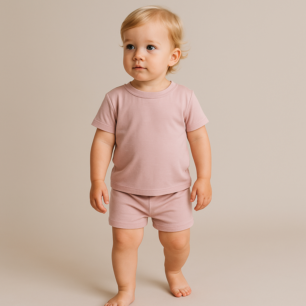 Bamboo Shorts & T-Shirt Set Plum Purple