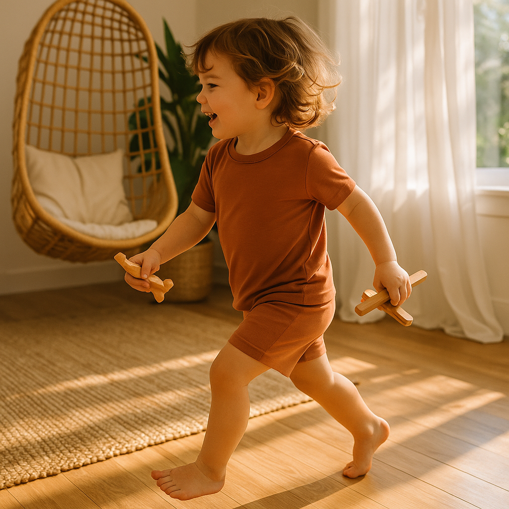 Bamboo Shorts & T-Shirt Set Redwood Clay