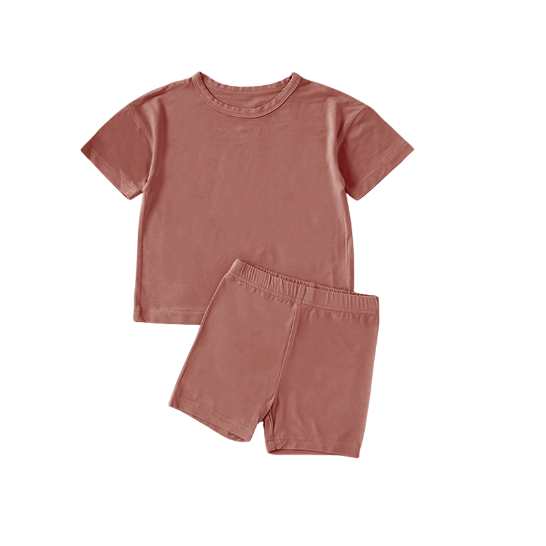 Bamboo Shorts & T-Shirt Set Red Bean Paste