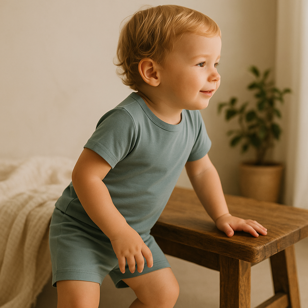 Bamboo Shorts & T-Shirt Set Coastal Mist